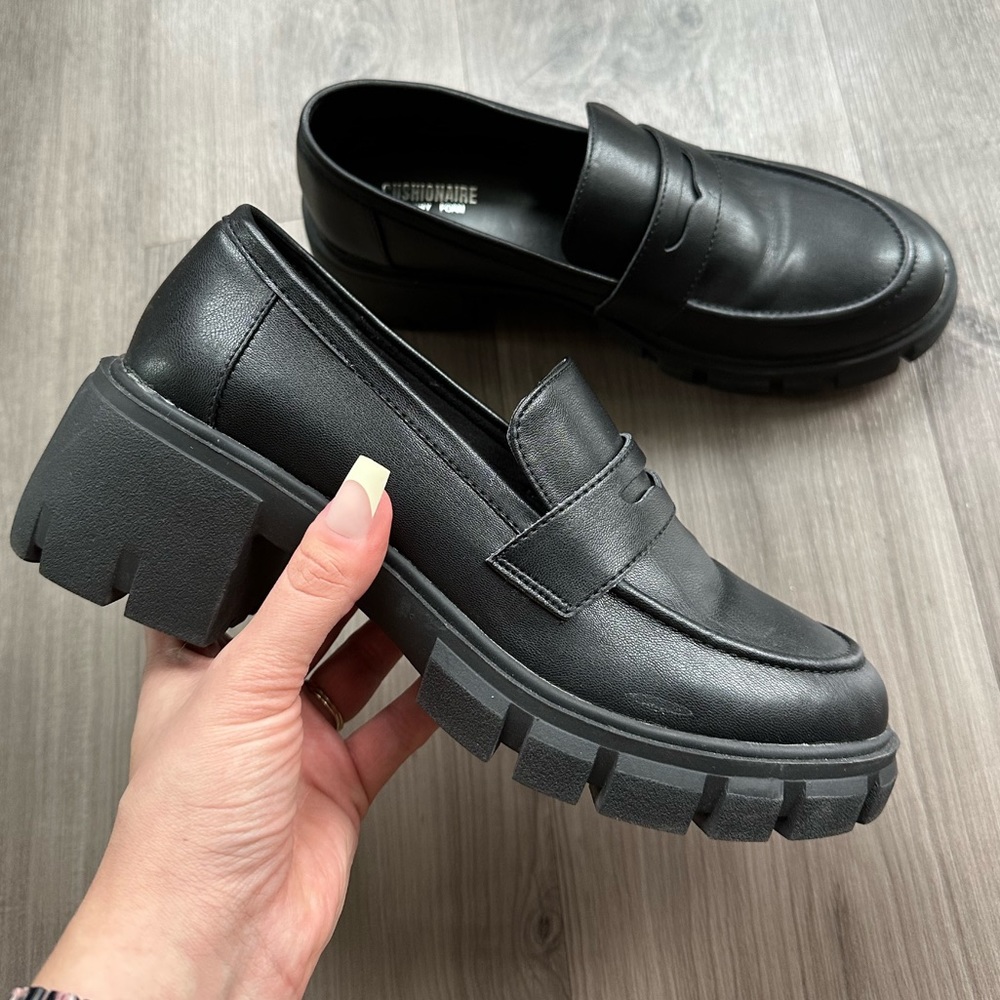 Black Chunky Loafers With Memory Foam Padding